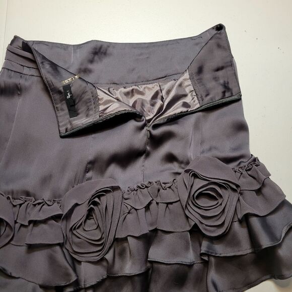 Ryu Smokey Purple Satin and Chiffon Ruffled Mini Skirt Women's Size Small - Picture 7 of 11